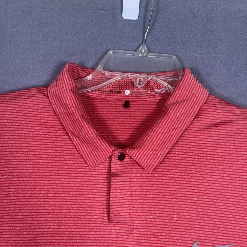 Nike Golf Polo Mens XL Red Tiger Woods TW Collection Short Sleeve Stripe - Picture 3 of 6